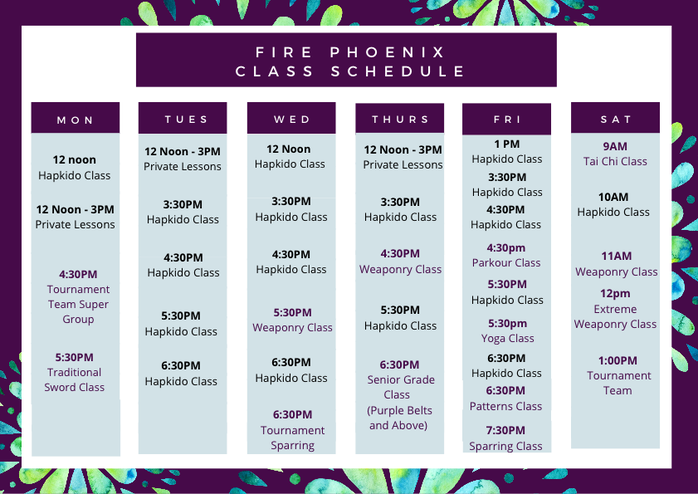 Black Phoenix and Adults Class Schedule (2)