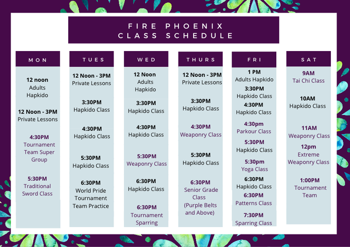 Black Phoenix and Adults Class Schedule (3)